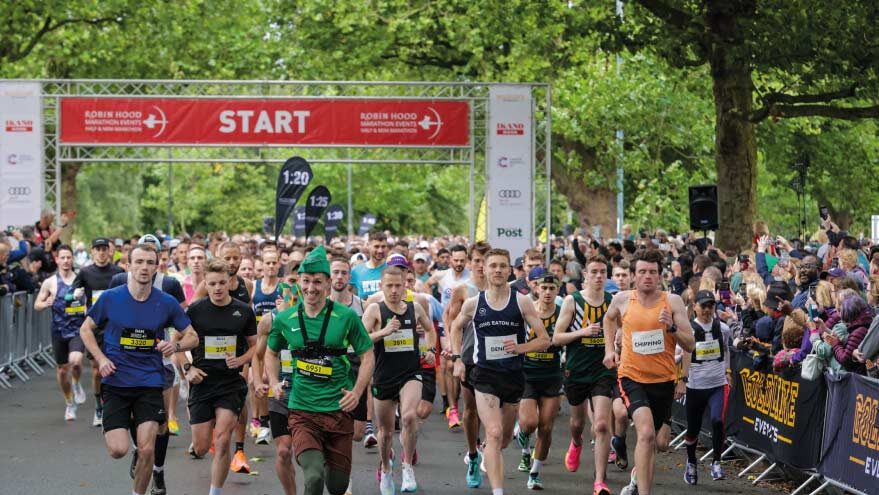 The start line of Robin Hood Half Marathon
