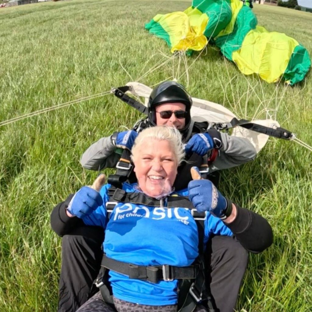 Skydiver just landed